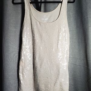 Old Navy sequin tank. Size L. Color tan with clear sequins on the front.